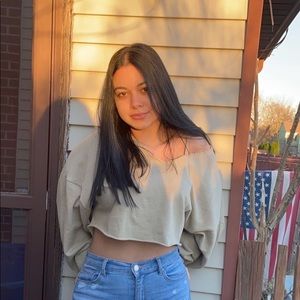 Beige Long Sleeve Crop Top